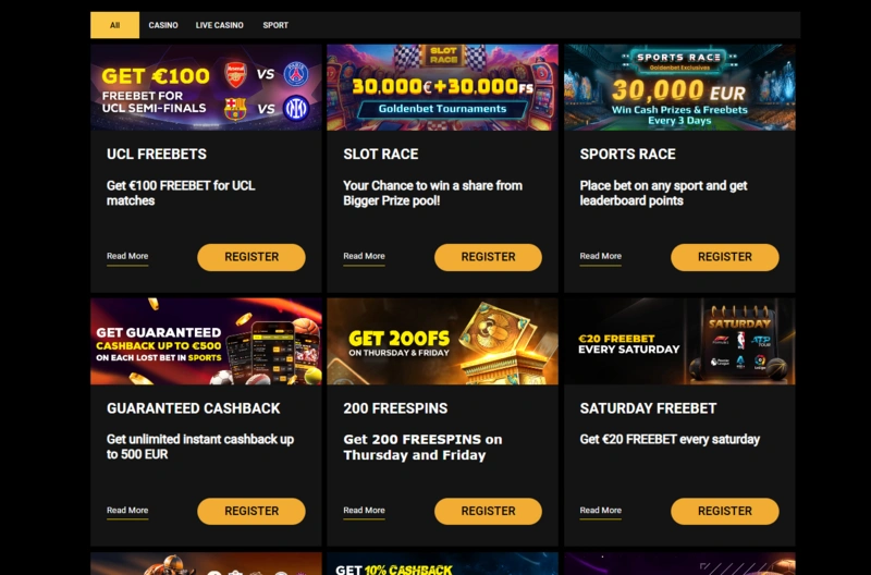 goldenbet promos page